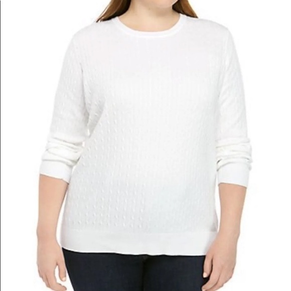 Kim Rogers Curvy White Cableknit Sweater Size 1X - Picture 3 of 8
